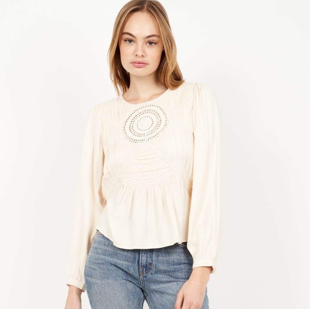 Boho Cream Women's Top With Crochet Details